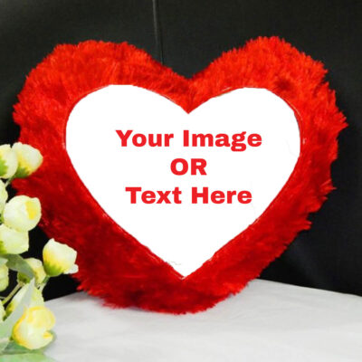 GB eCart, Father, Mother, Birthday, Anniversary, Gift, Brother, Sister, GBecart, Wife, Husband, Personalized, Customized, Square Shape Magic Cushion, Teddy Cushion, Heart Shape Cushion, Yellow Blue, Pink, Red, Brown Color