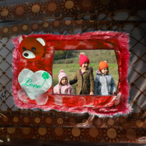 Customized Rectangular Shape Teddy Cushion in Red Color