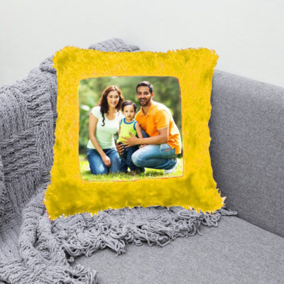 GB eCart, Father, Mother, Birthday, Anniversary, Gift, Brother, Sister, GBecart, Wife, Husband, Personalized, Customized, Square Shape Magic Cushion, Teddy Cushion, Heart Shape Cushion, Yellow Blue, Pink, Red, Brown Color