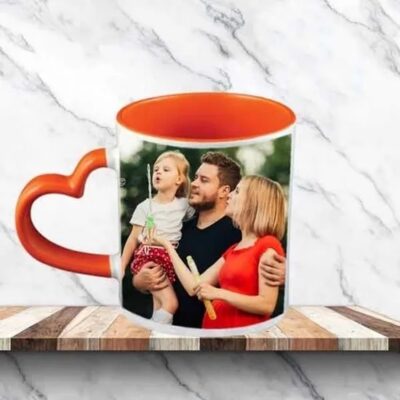 Heart Handle With Orange Color Mug Print