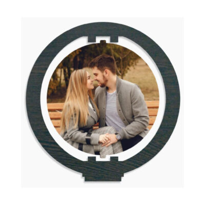 Two Side Photo Rotate Wood Circle Personalized Photo Frame