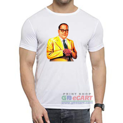 Dr. Babasaheb Ambedkar with Yellow Color Suit Dryfit Polyster Round Neck T-Shirt Print
