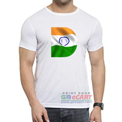 D Letter Print With Tiranga For Men's/Women's Dryfit Polyster Round Neck T-Shirt