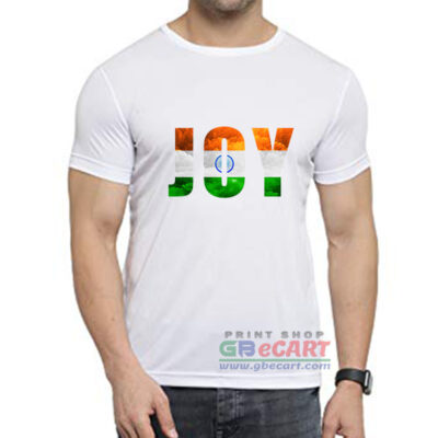 JOY Text Print With Tiranga Men's Dryfit Polyster Round Neck T-Shirt