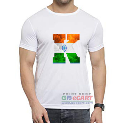 K Letter Print With Tiranga Men's Women's Dryfit Polyster Round Neck T-Shirt