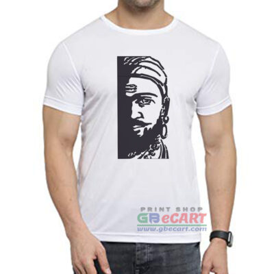 Chhatrapati Shivaji Maharaj Black Color Head Dryfit Polyster Round Neck T-Shirt Print