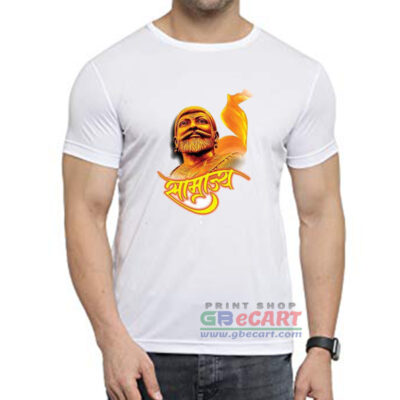 Swarajya Chhatrapati Shivaji Maharaj Yellow Color Head Dryfit Polyster Round Neck T-Shirt Print