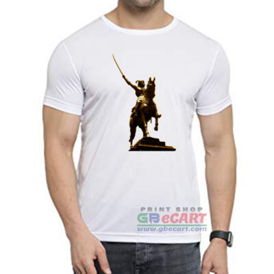 Chhatrapati Shivaji Maharaj On The Horse Dryfit Polyster Round Neck T-Shirt Print