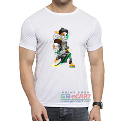 Zhansi Ki Rani, Tagore Ashok Chakra Tiranga Dryfit Polyster Round Neck T-Shirt Print