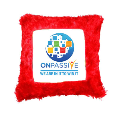 Onpassive Logo Print Square Shape Cushion in Red Color