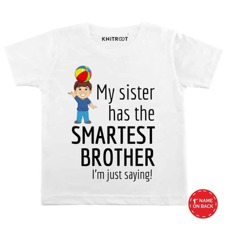 Cutest Sister Smartest Brother Combo T-Shirt For Kids with Name - Image 2