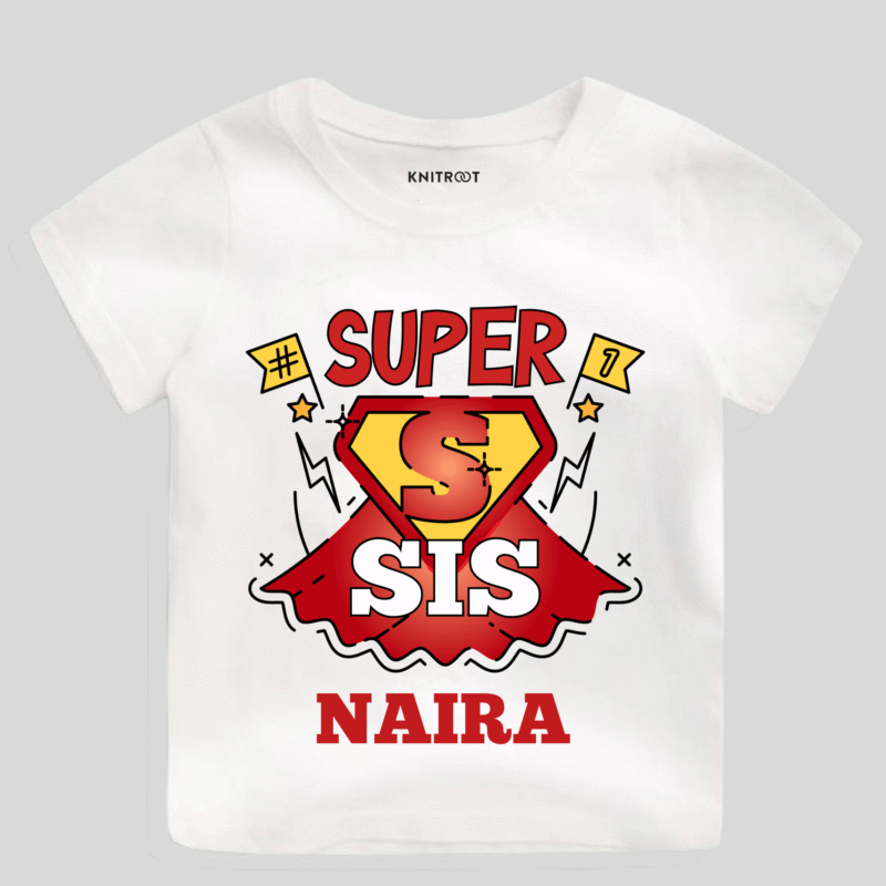 Super Sister Super Brother Combo T-Shirt For Kids with Name - Image 2