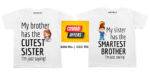 Cutest Sister Smartest Brother Combo T-Shirt For Kids with Name