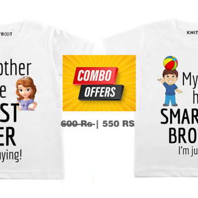Cutest Sister Smartest Brother Combo T-Shirt For Kids with Name