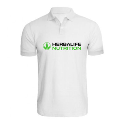 Front Center Herbalife Nutrition Printed White Matty Dotnet T-Shirt